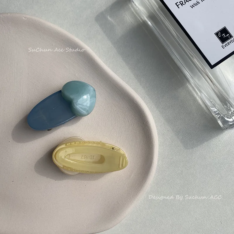 New Korean style cute girly colorful jelly heart-shaped hair clip simple duckbill hairpins accessories