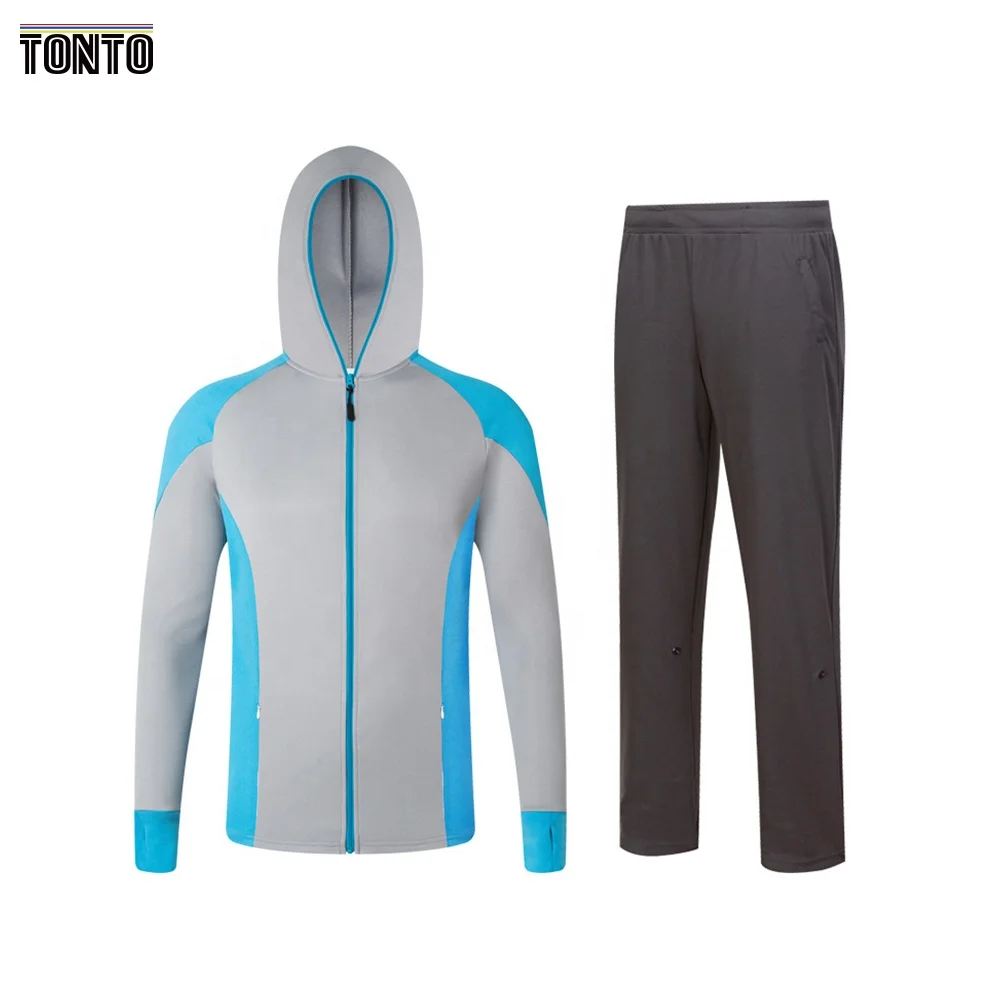 Summer UPF Fishing Clothing Waterproof Sublimation Zipper Hooded Long sleeve Shirt Jersey and Pants Fishing Suitshirts