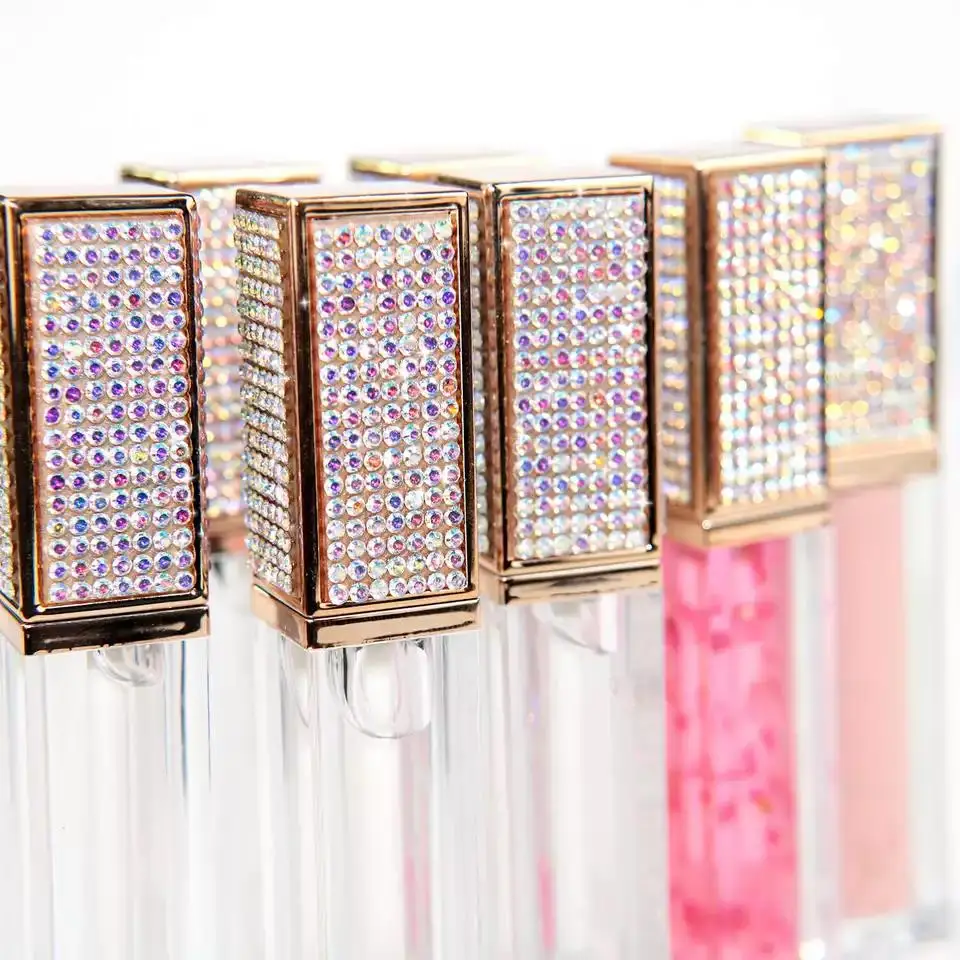 Customized Lipgloss No Logo Diamond Lip Gloss Private Label 50 pcs Wholesale with Box and Logo