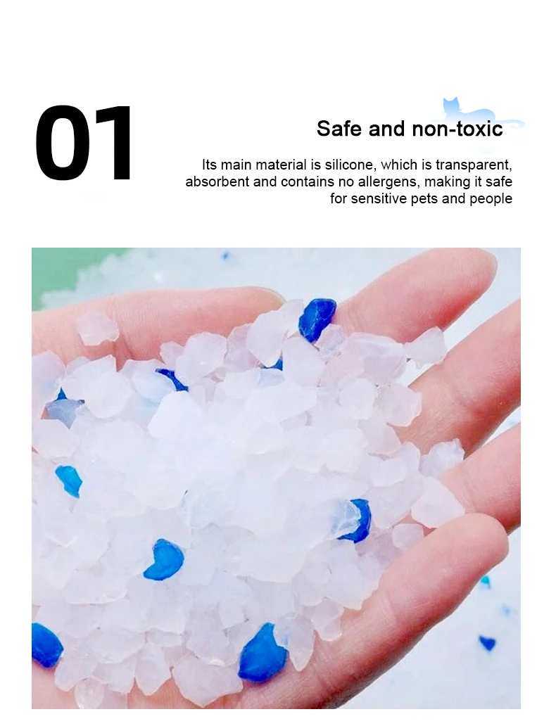 Manufacturer Wholesale Custom OEM White Silica Gel Cat Sand Silicon cat Litter Supplier Crystal Cat Litter