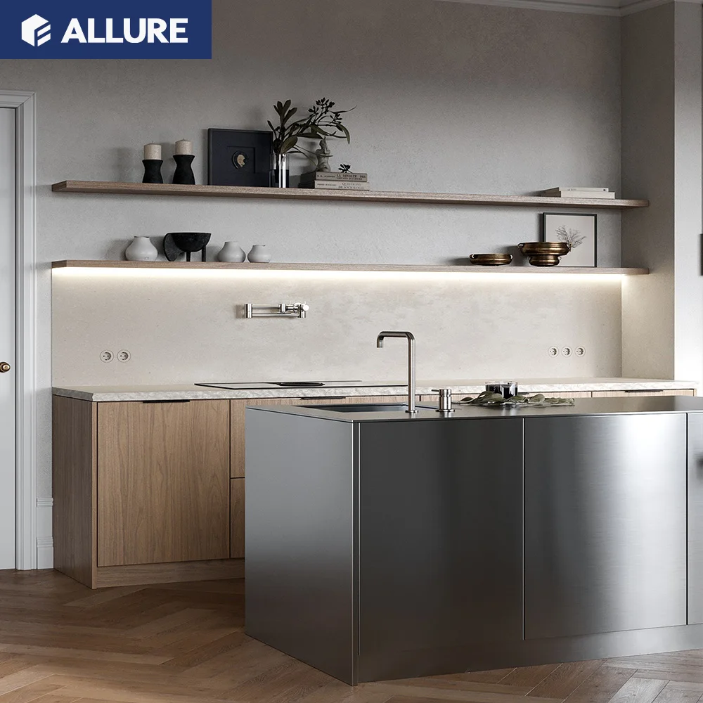 Allure Stainless steel Smart kitchen cabinet Set Industrial fashion Style Luxury modern design kitchen cabinets wholesale