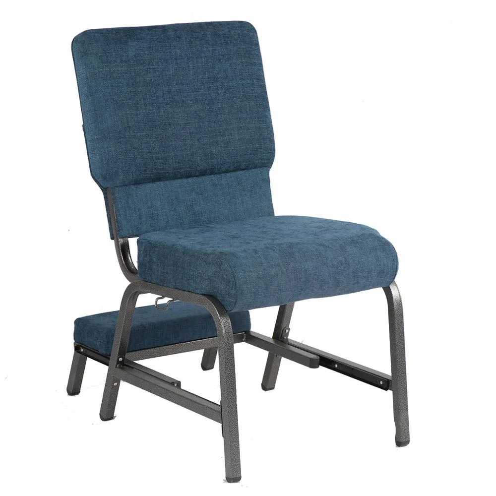 Navy blue high quality interlocking padded church chair with
