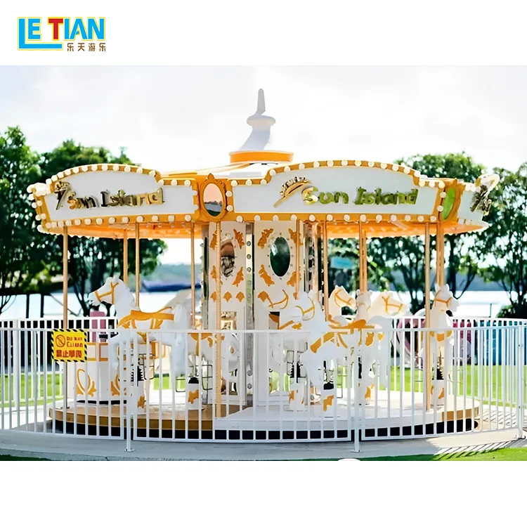 Buy a electric modern white carousel ride fairground merry go round carousel for sale