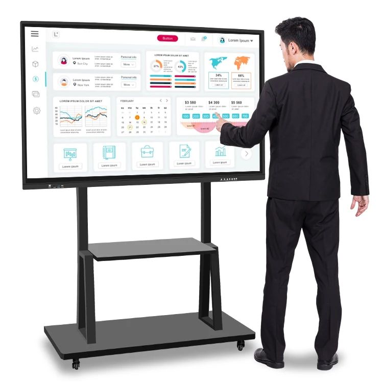 All in one 4K conference electronic writing white board interactive movable digital whiteboard prices
