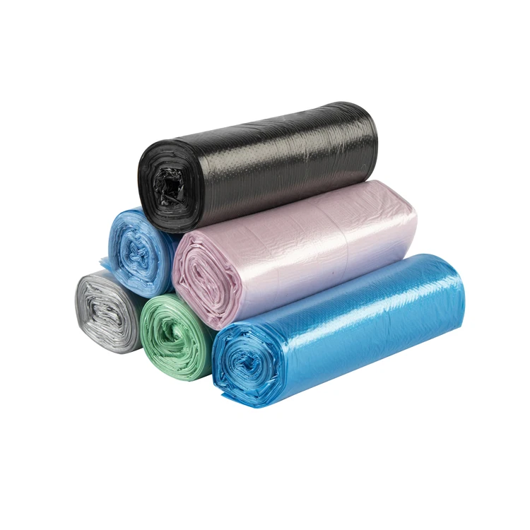 Promotion portable disposable household kitchen colorful plastic disposable garbage bags on a roll