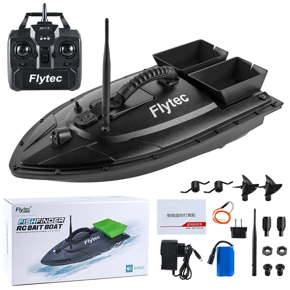 Flytec 2011-5 Electric RC Fishing Bait Boat, 1.5KG Loading Double Silos 500M Remote Control Bait Boat For Lakes,Rivers Fishing