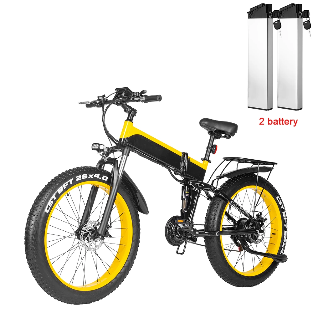 26 Inch Folding Lithium Battery Snow Bike 21-Speed Fat Tire 48V 1000W E-Bike