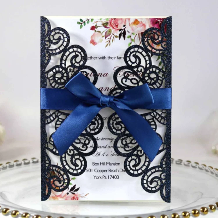 Custom glitter thank your card Muslim wedding festival gift greeting invitation card