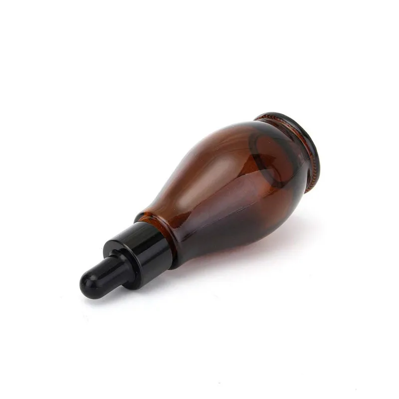 new Glass 10ml 20ml 30ml 50ml 100ml single gourd shape amber glass essential oil bottle with pump and spray