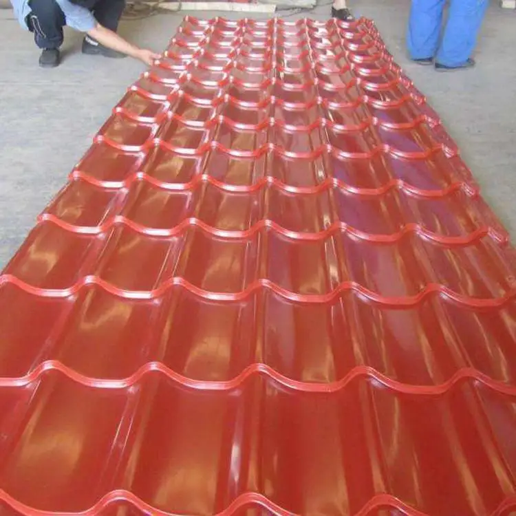 Modern Red Color Stone Coated Steel Sheet Building Material Coated Metal Roof Tile