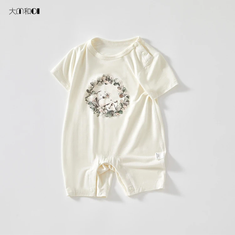Baby jumpsuit summer thin short sleeved baby jumpsuit cute crawling suit newborn baby pullover boneless clothes