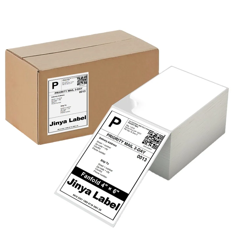 High quality  fanfold label sticker 100x150 Top thermal shipping label for packing labels with waterproof oil proof anti-scratch