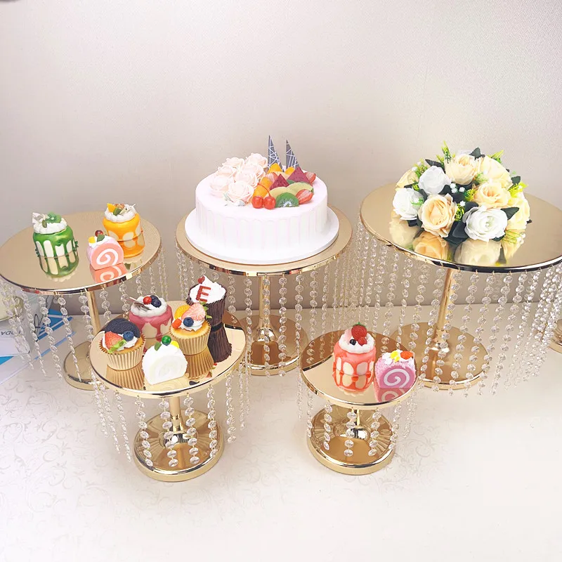 Wholesale Crystal Clear multilevel Cake Display Stands Crystal Cake Stand Riser & Wedding Centerpieces