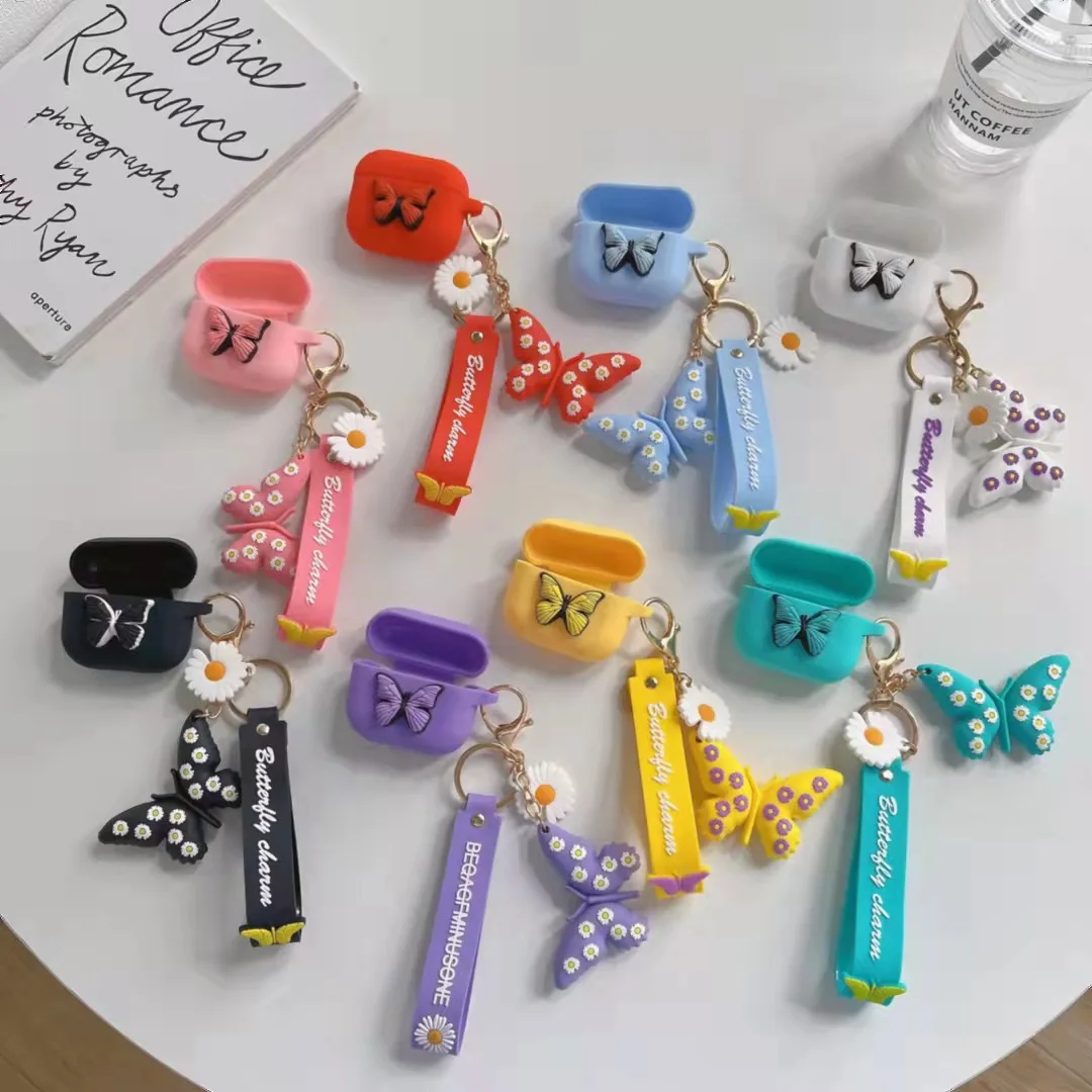 Cute Butterfly earphone case for airpods 3 silicone case 2021 With keychain cartoon for airpods 3 case cover