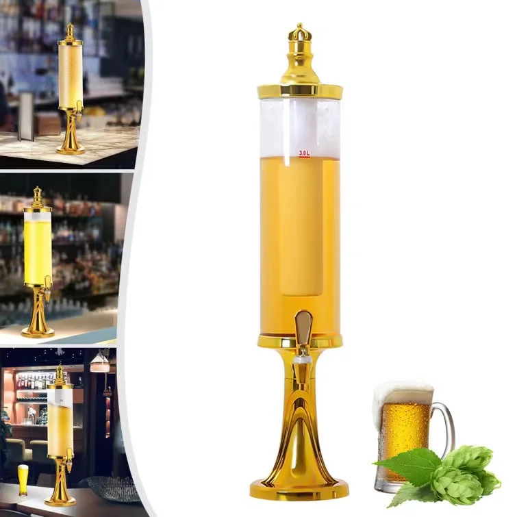 Bar Nightclubs Party 3 Liter Ice Tube Beer Beverage Barrel With Tap Dispenser Cold Draft Beer Tower Dispenser