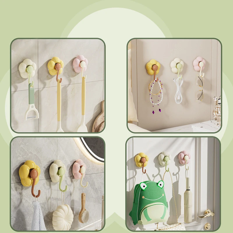 JAYA Sunflower Suction Cup Hooks No Punch No Trace Suckers Hooks for Kitchen Living Room Bathroom Powerful Sticky Hooks