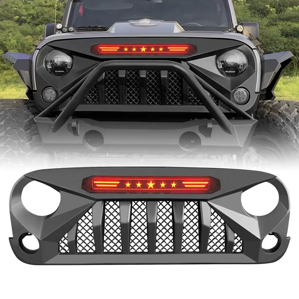 High-qualty Jeep Wrangler Grill with Day Running Light Car Front Grill