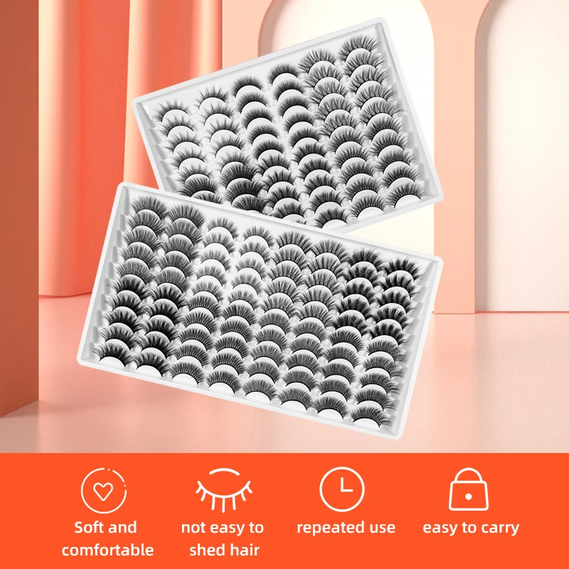 Накладные ресницы ручной работы, синтетические натуральные пушистые ресницы, 30/40/50 пар, 100%