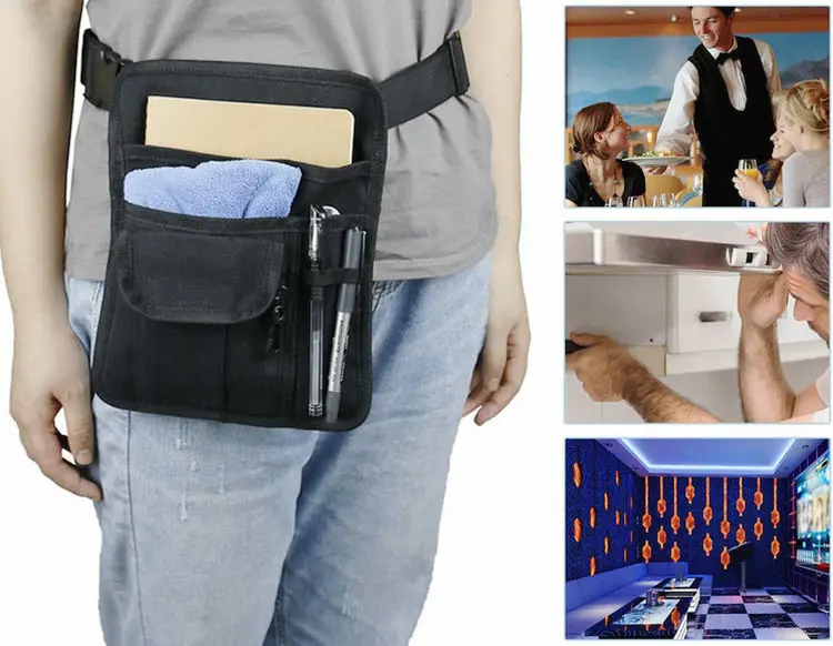 High quality adjustable belt waiter waist canvas apron bag for restaurant server