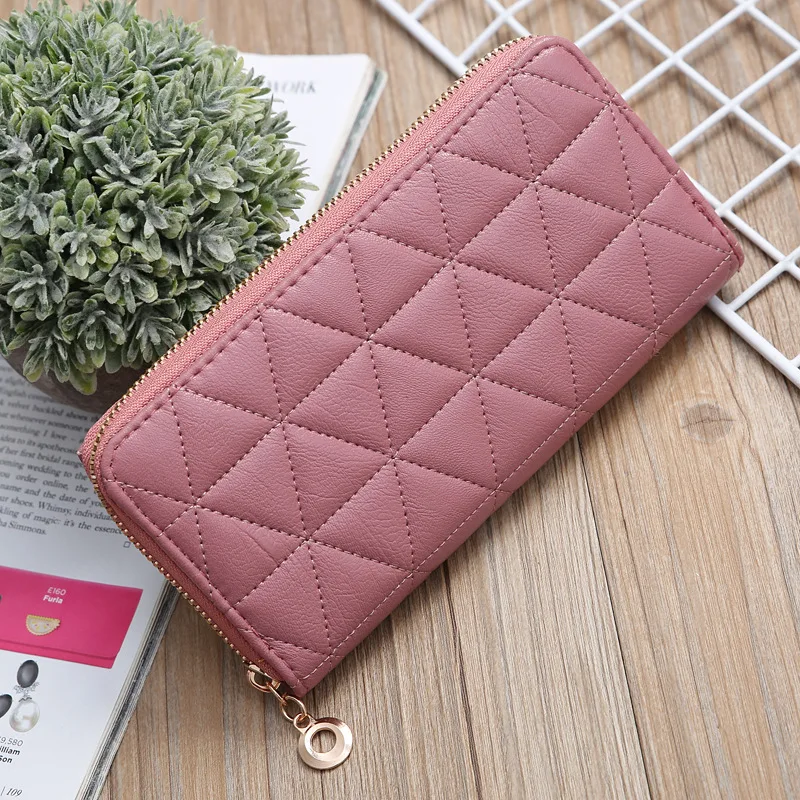 Ladies Travel Purse Zip Around Clutch Wallets Wristlet PU Leather Women Long Walle