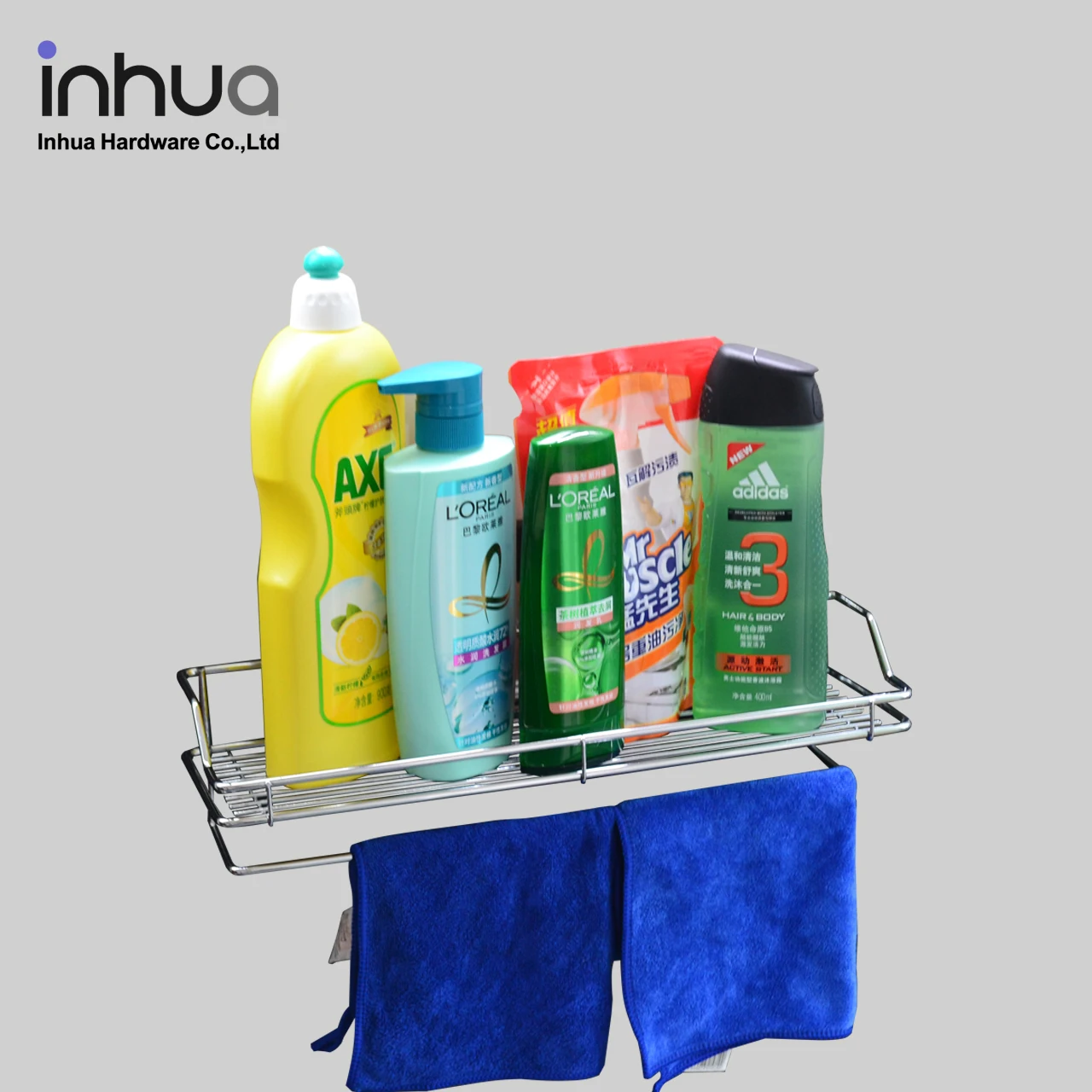 
Punch-free bathroom towel rack wall mount supplies storage rack bathroom organizer stick on wall for bathroom 