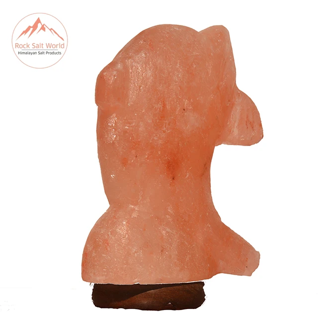 
Himalayan Natural Fish Shape Rock Salt Lamp with Original Wooden Base Cord and Bulb For Home Decoration in Room and Office 