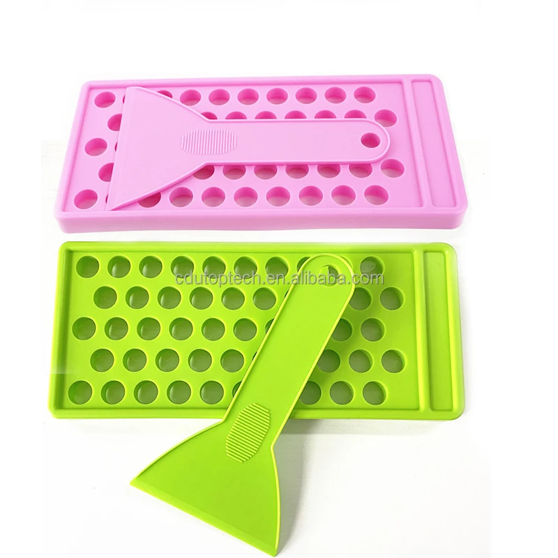 50 Holes Lip Balm Crafting Kit Plastic Lip Balm Pouring Filling Tray And Spatula Set For Diy Lipstick Gifts Lip Balm Tube 5g
