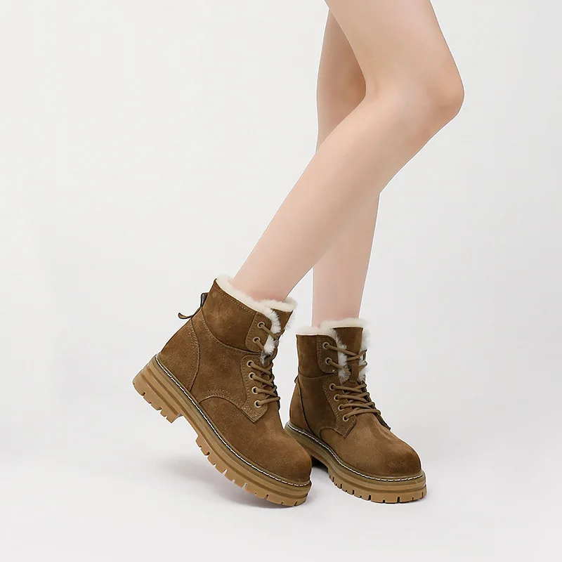 Slip-on Comfortable Thermal Round ladies snow boots suede plush snow boots women winter casual shoes