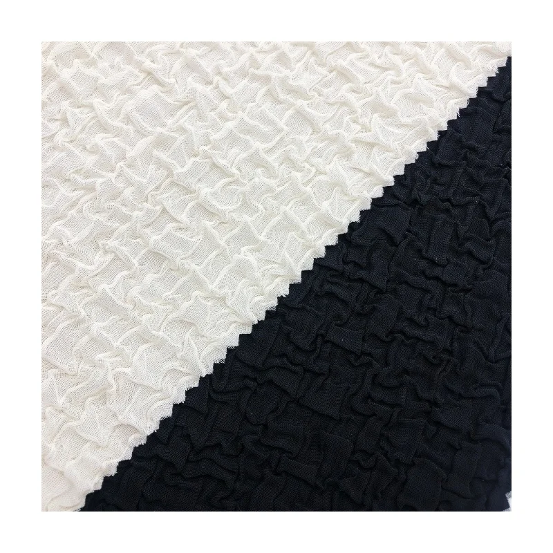 Hot sales crinkly texture 230gsm 95% polyester 5%spandex piece dyed crepe bubble jacquard fabric  for clothing dress