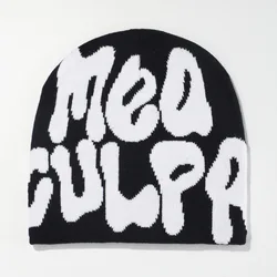 New Design Custom  With Logo Y2K Beenies Acrylic High Quality Knit Premium Cashmere Wool Mea Culpa Jacquard Mohair Beanie