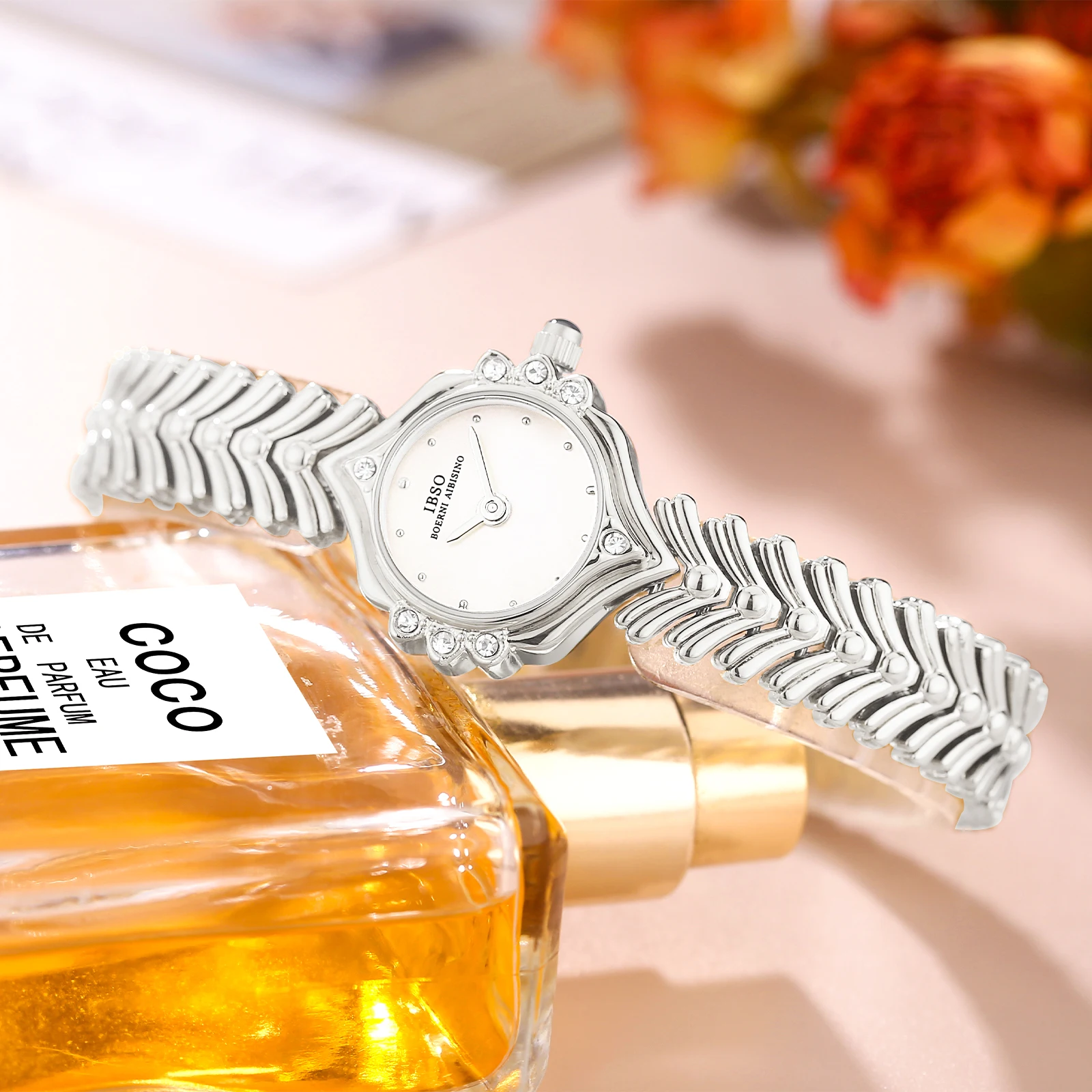 IBSO Hot Selling Fashion Lady Watch Stainless Steel Watch Band Alloy Case Material Waterproof Quartz Watches Montres De Luxe