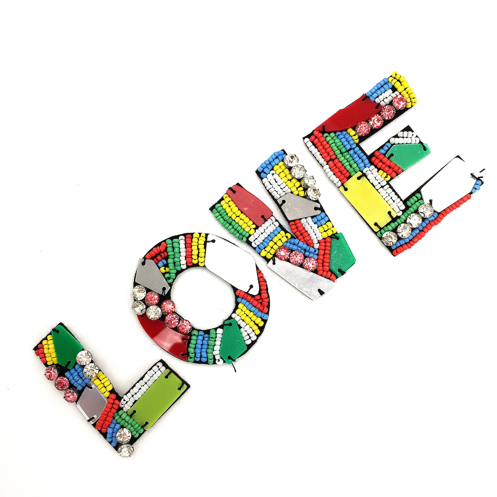 fashion colorful bead sew on alphabet patches handmade beading A-Z letter patches for garment clothing embellishment