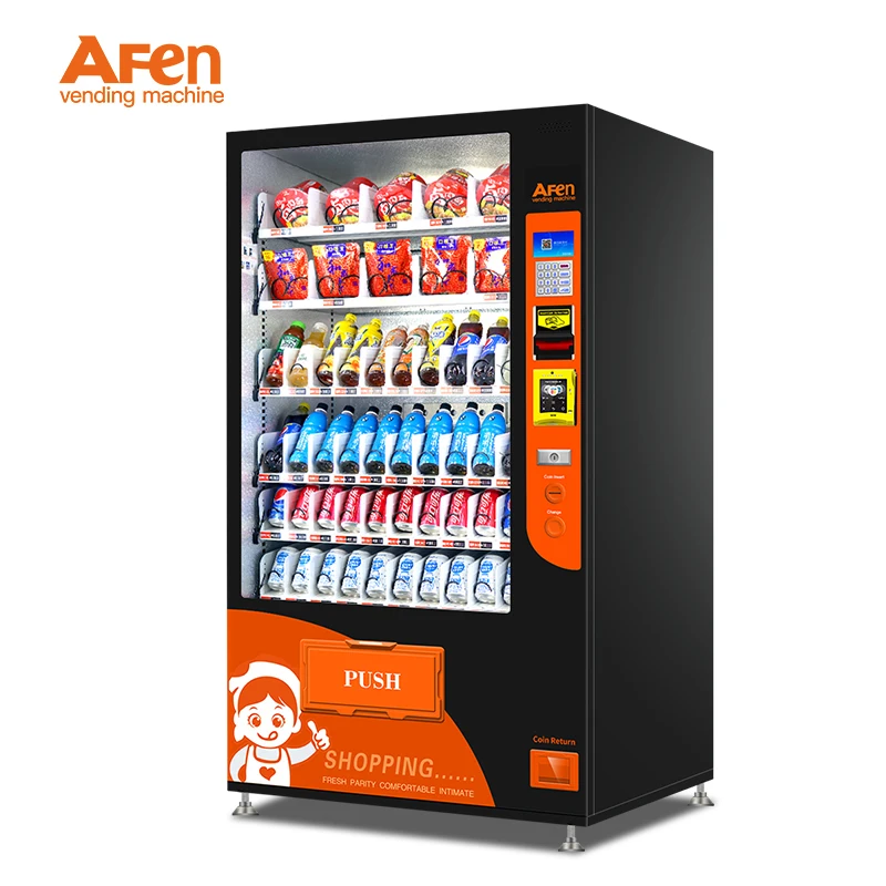 AFEN 24 Hours Self Service Vend Automatic Snack Vending Machine With Coin And Bill Acceptor