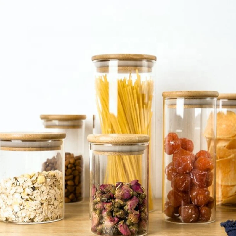 Kitchen Food Grade Transparent Small Spice Borosilicate Glass Storage Tank, Used For Coffee Beans, Candy, Nuts, Vanilla