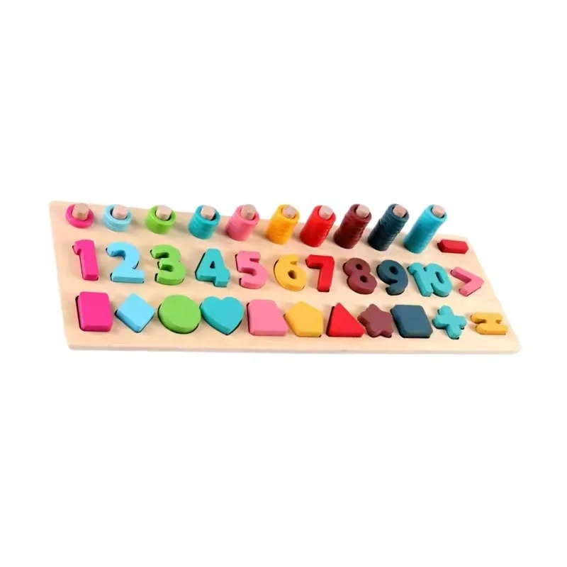 amazon montessori educational wooden number puzzle wooden count numbers math number matching board Toys
