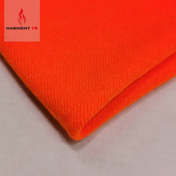 Modacrylic Viscose Knitted FR Fire Resistant Fluorescent Orange Fabric