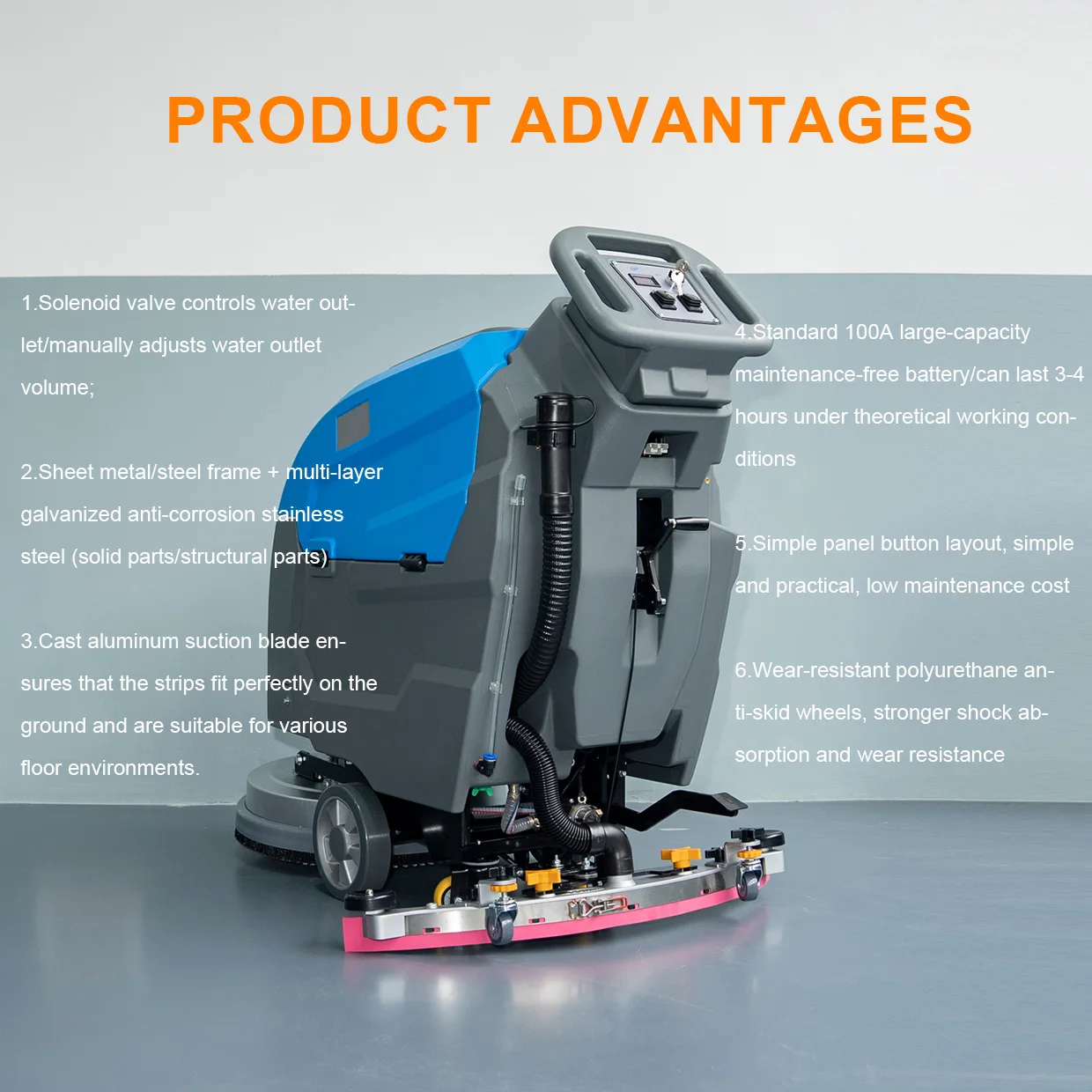 New Condition Multifunctional Electric Floor Scrubber Machine Walk-Behind Upholstery Cleaner 24V Plastic Material Motor Home Use