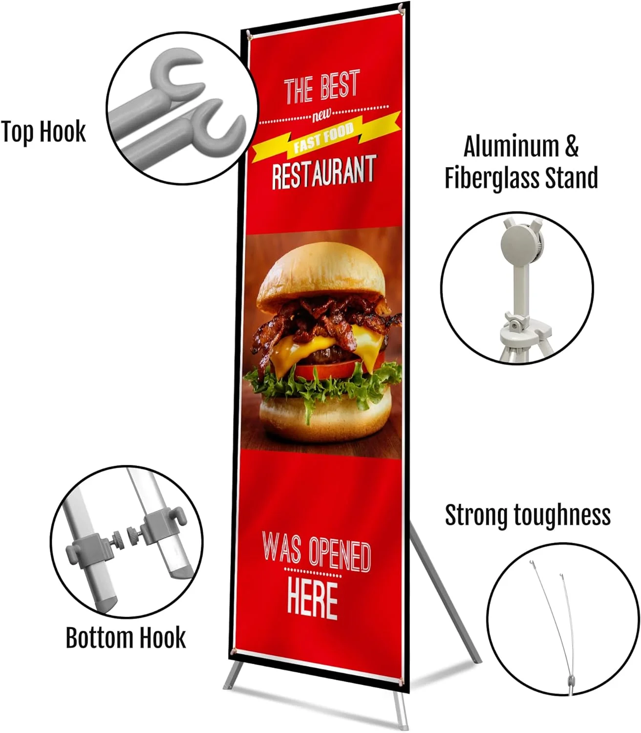 Custom X Banner Stand Supplier with Custom Free Digital Printing X Banner for Trade Show Promotion and Advertising