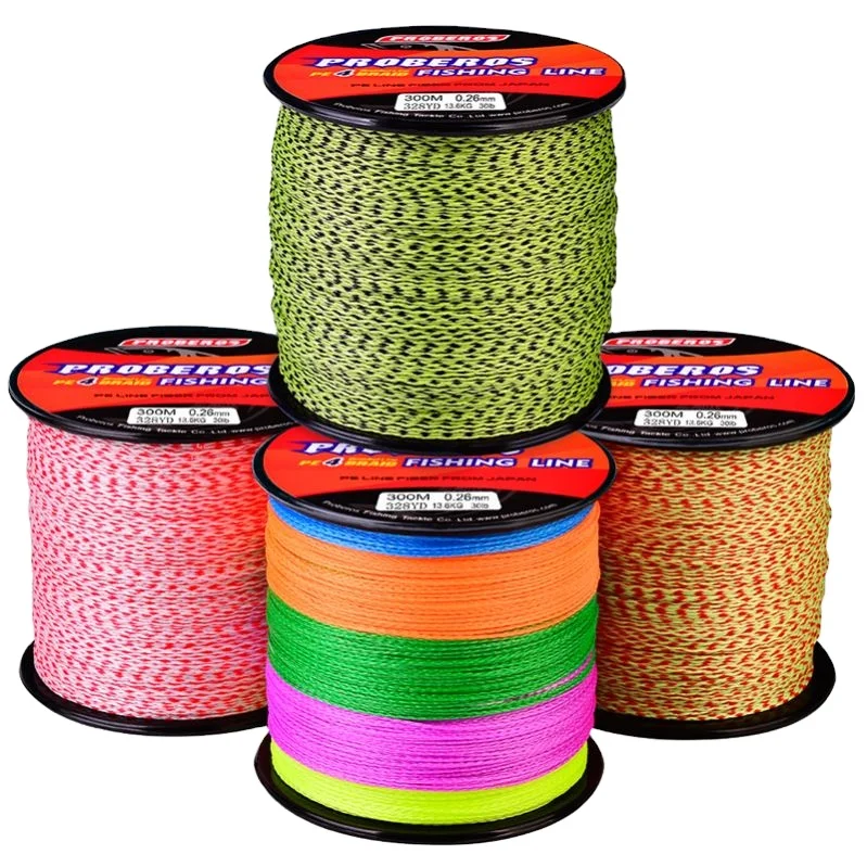PROBEROS Fishing Line 4 Stands Braid Fishline 300M/328Yards PE Braided Line Multifilamento De Pesca