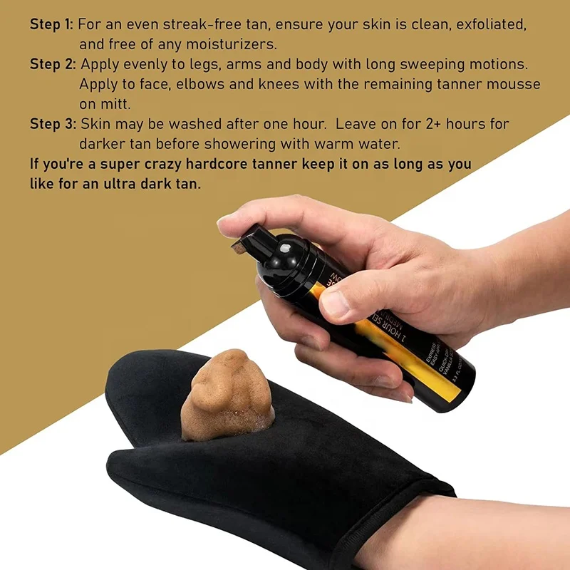 Long Lasting Self Tanning Foam Self Tanner Set Self Tanning Mousse with Tanning Mitt and Tanner Brush