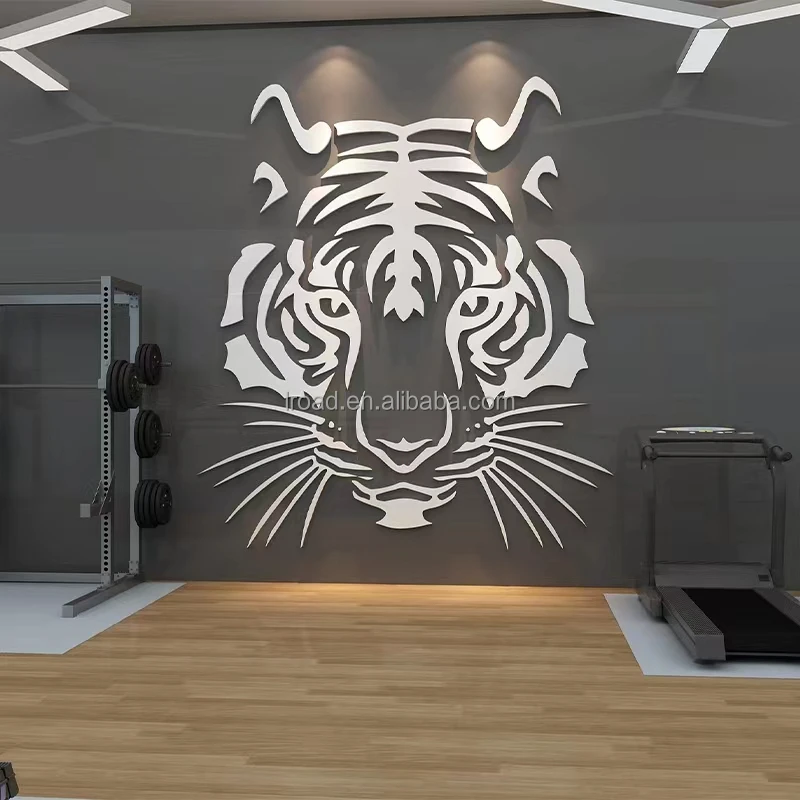 Tiger sticker 3D three-dimensional entrance porch wall sticker living room wall decorations gym decoration sports