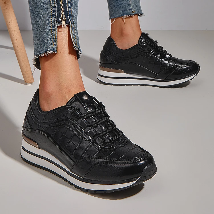 Leather Chunky Sneaker Woman New Board Skateboard Platform Shoes