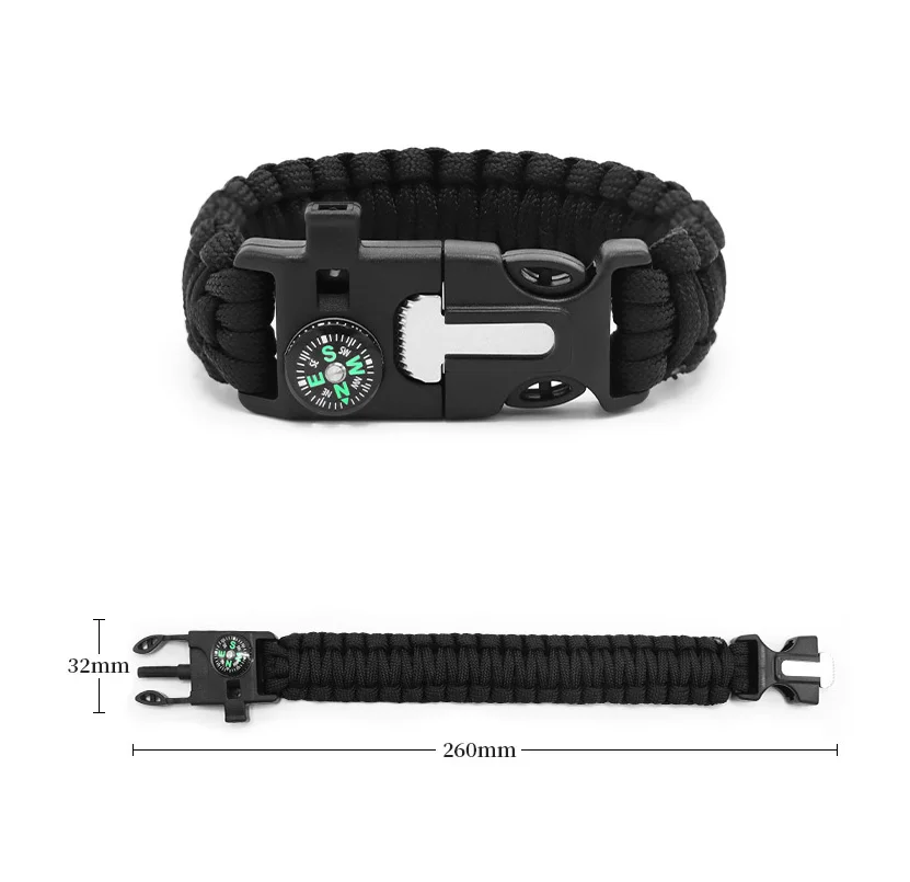 Outdoor Emergency  Bracelet Buckle Whistle Survival Bracelet flint for Camping Hiking Survival Bracelet