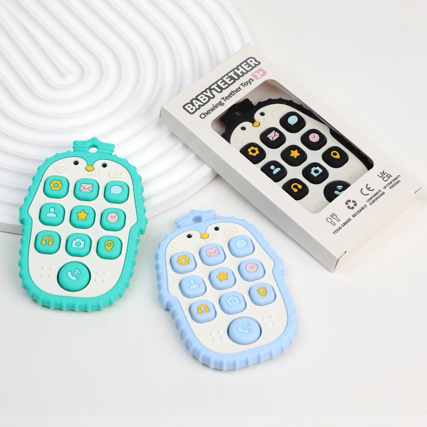 Adorable Penguin Remote Control Silicone Baby Teether - Animal-Shaped  BPA-Free, Soft Silicone Teething Toy for Infants