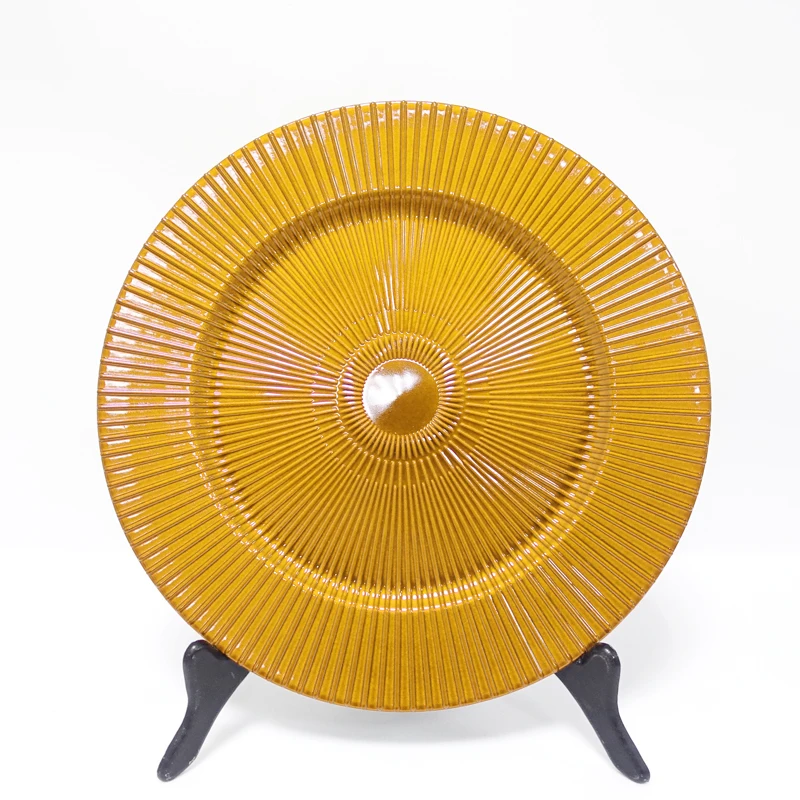 13Inch Gold Borosilicate Glass Plastic Wedding Decorative Charger Plate