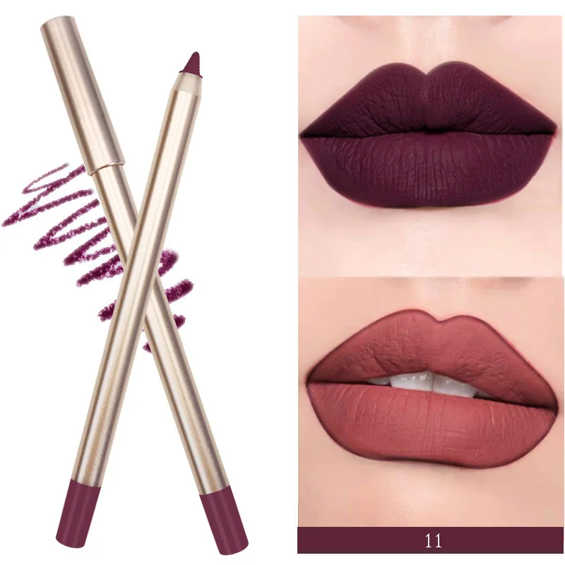 Makeup Luxury 15 Colors Private Label Cruelty Free Creamy Lipliner Pens Lip Liner Gold Pencil