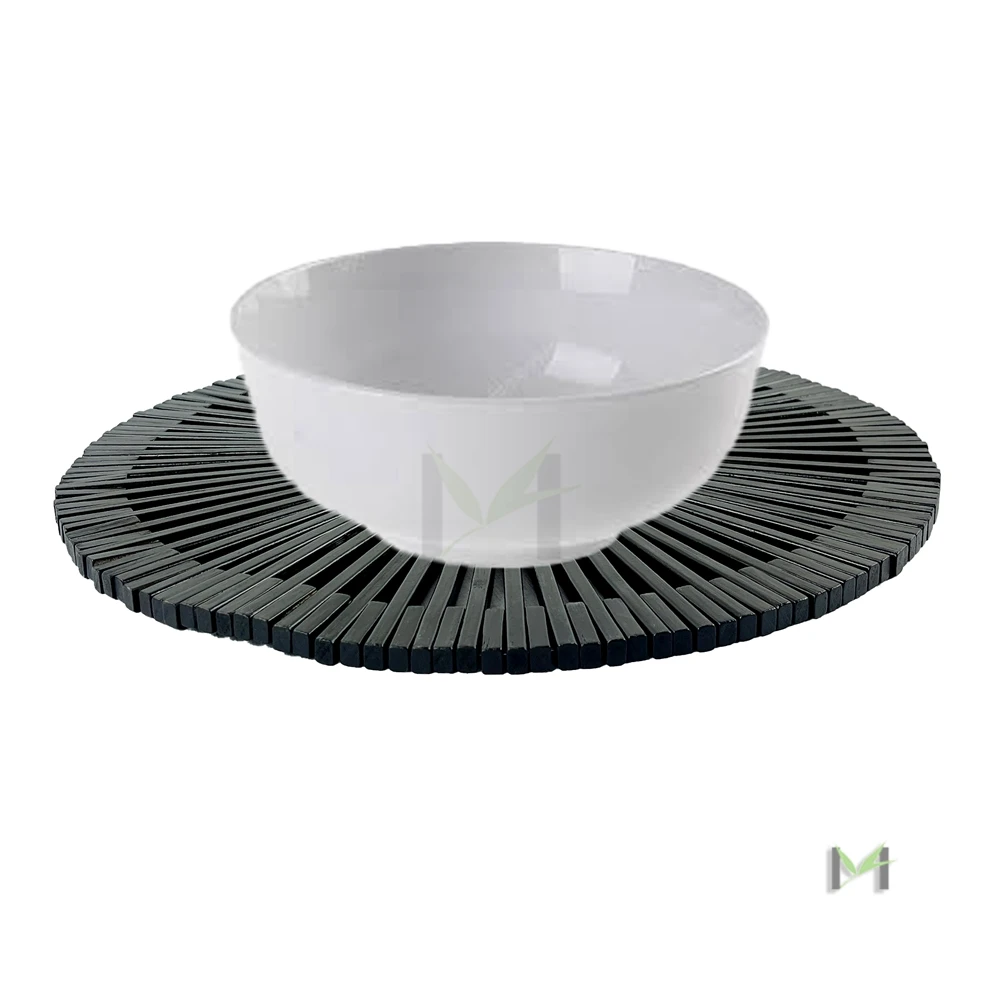 Custom Color Bamboo Trivet Mat , Round Hot Resistance Pot Holder ,Table Mats for Dining Tables