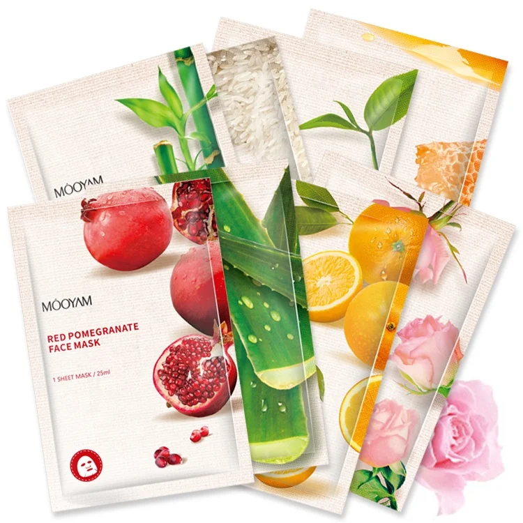 Customize Wholesale Korea cosmetic sheet mask whitening moisturizing oil control private label rice rose aloe honey facial mask
