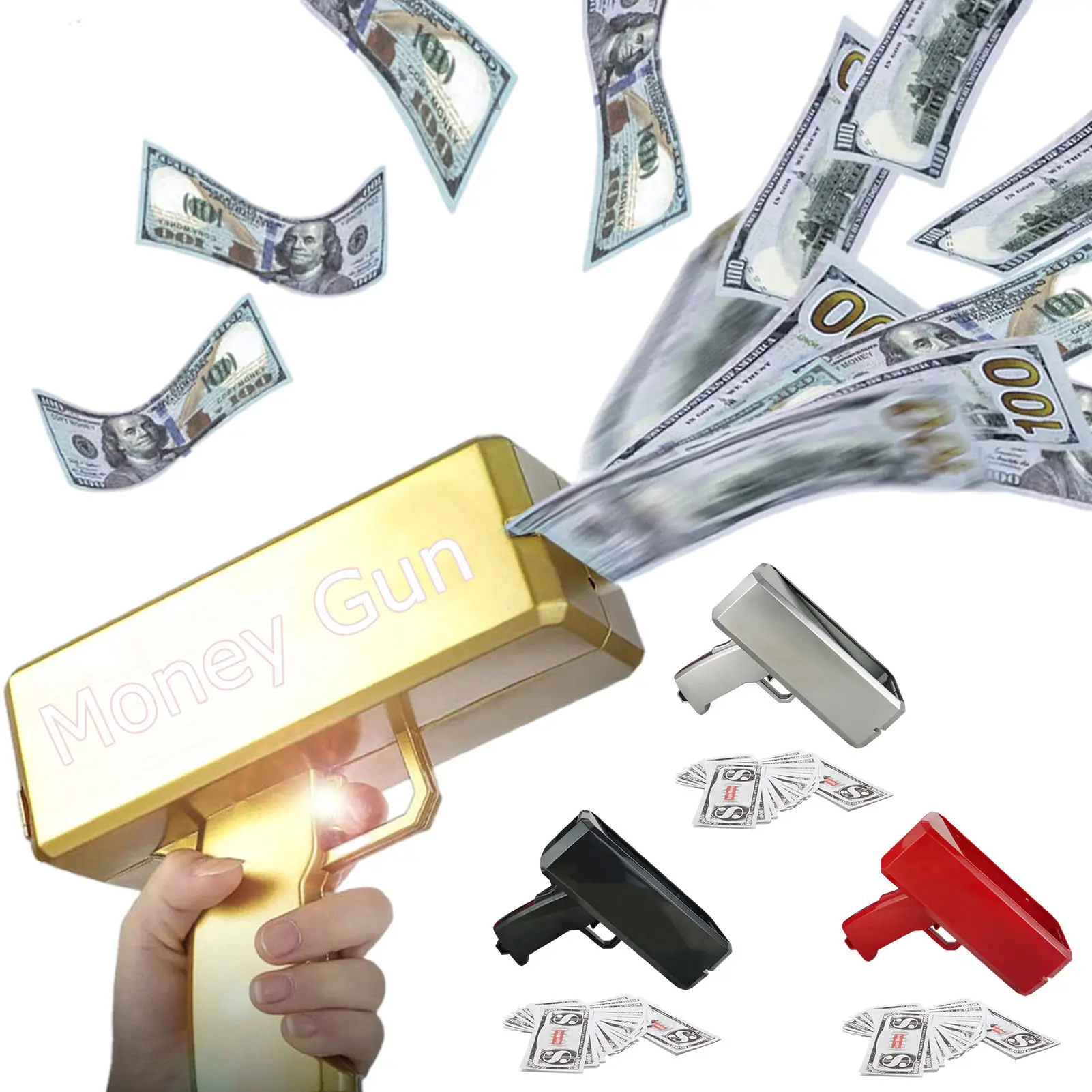 New Trending Toys Kids Party Gifts Guns Gold Real Big Rain Gun Cash Shooting Games Funny Cash Spraying Money Gun Shooter