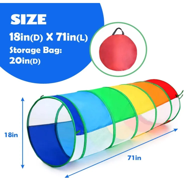 Helps with Autism Anxiety Children Indoor Outdoor Action Toy Tunnel Calm Play and Relax sensory  tunnel